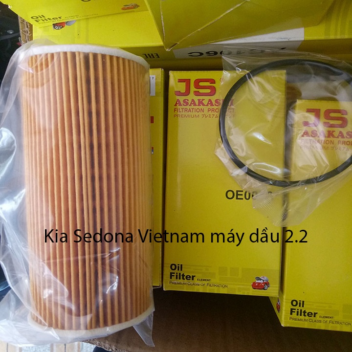 Lọc nhớt OE0076 JS Asakashi dùng cho Kia Sedona Vietnam máy dầu 2.2 2015, 2016, 2017, 2018, 2019, 2020, 2021 26320-2F000