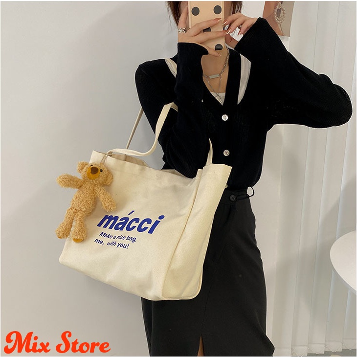 Túi vải nữ, túi đeo vai nữ macci cao cấp giá rẻ phong cách Nhật Bản, Hàn Quốc, túi tote MixStore