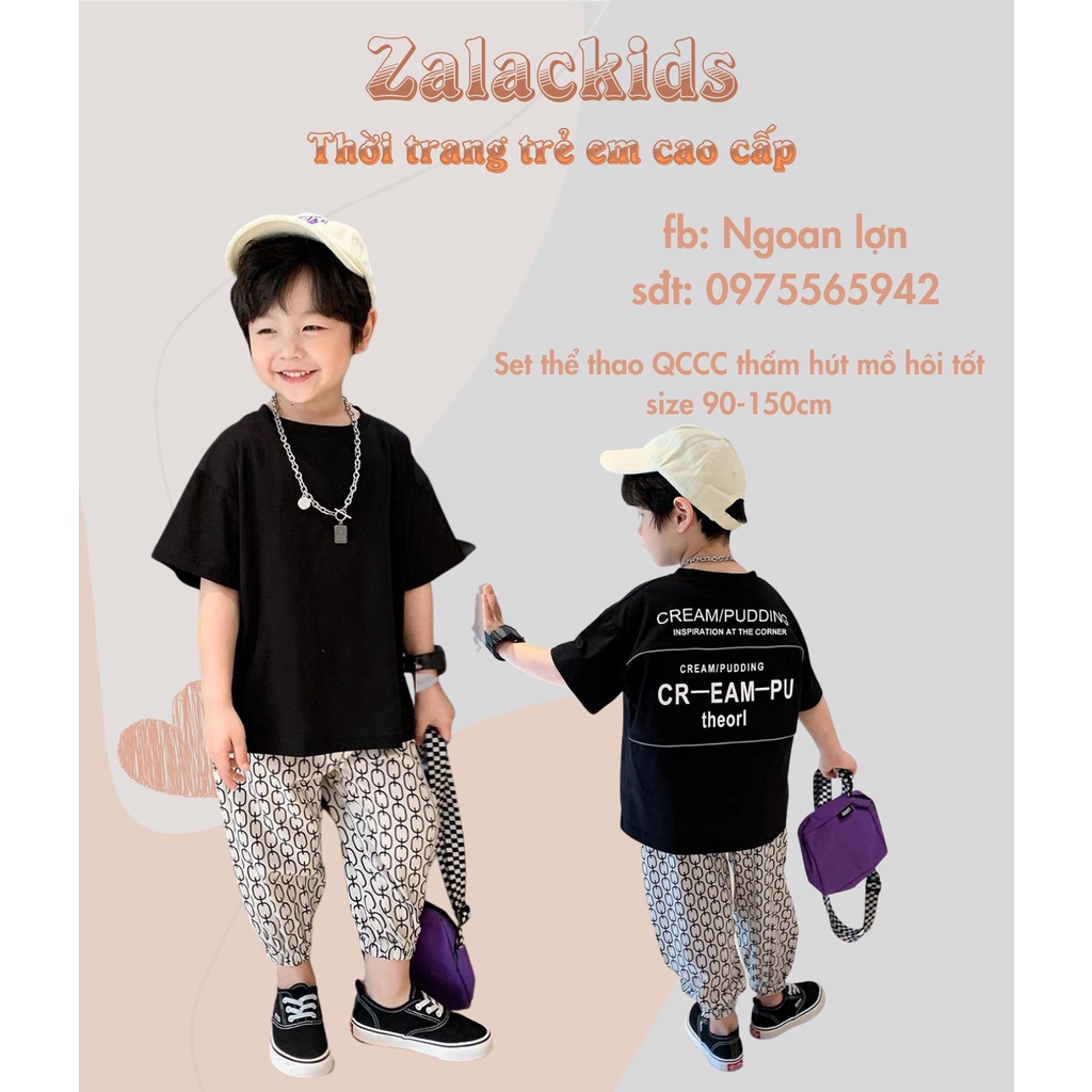 Áo Bé Trai Zalackids, áo thun trẻ em qccc phong cách Hàn quốc hiphop chất cotton từ 10-32kg