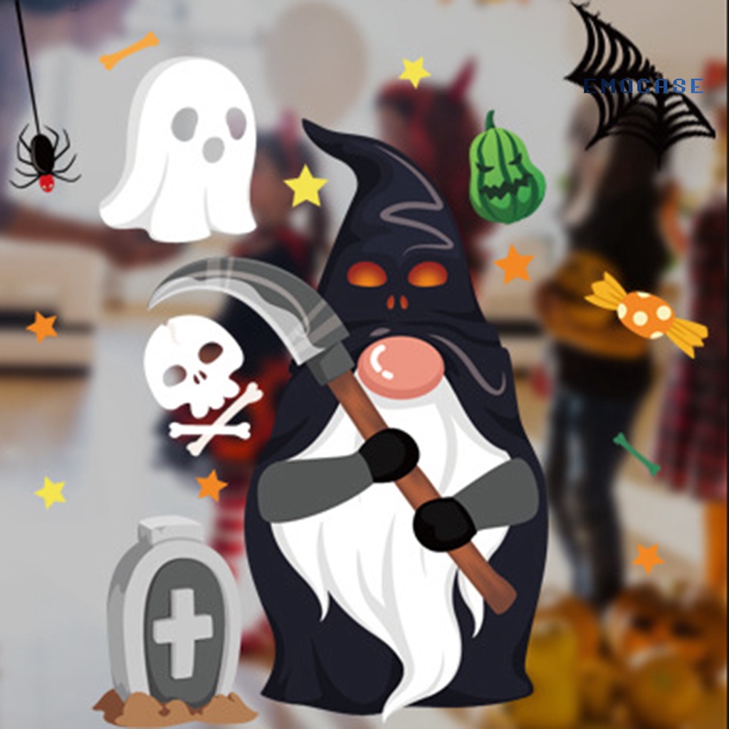 Miếng Dán Tĩnh Điện Bằng PVC Chống Nước Trang Trí Halloween Phù Thủy Pumpki