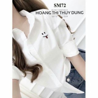 Áo sơ mi trắng in hình mặt cười