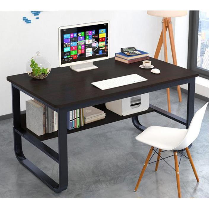 Bàn làm việc cao cấp U cong, Chân sắt 20 x 40 cỡ lớn, Siêu chắc chắn, kèm kệ sách mẫu mới BLV04 | BigBuy360 - bigbuy360.vn