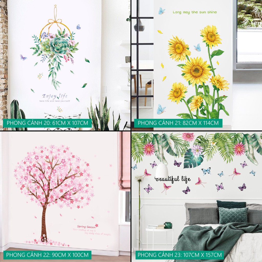 [12 MẪU] Decal tranh dán tường trang trí decor phòng khách hoặc phòng ngủ