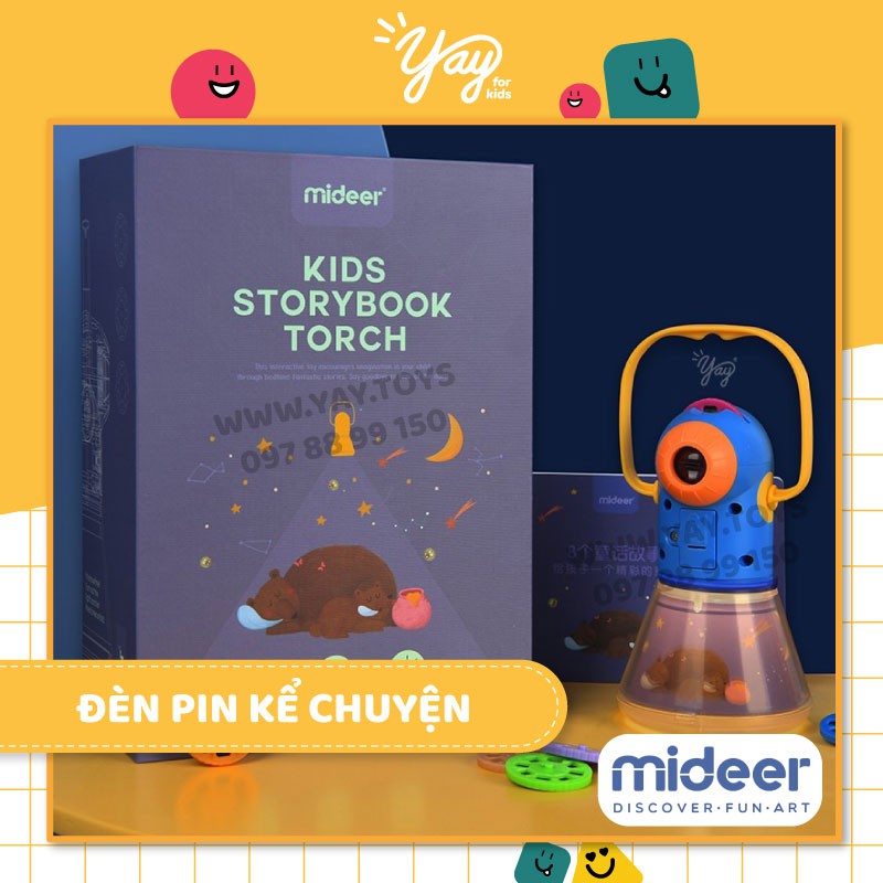 [BẢN VIỆT HOÁ 2022 - KÈM FILE NGHE] Đèn Pin Kể Chuyện kết hợp đèn ngủ KIDS STORYBOOK TORCH - MIDEER