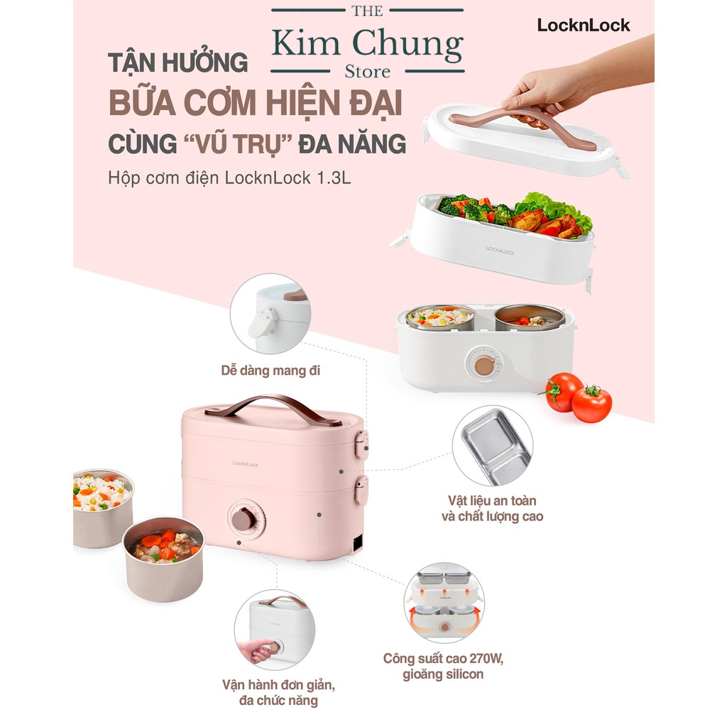 Hộp cơm điện chính hãng LocknLock EJR211PIK 1.3L  - Hàng chính hãng