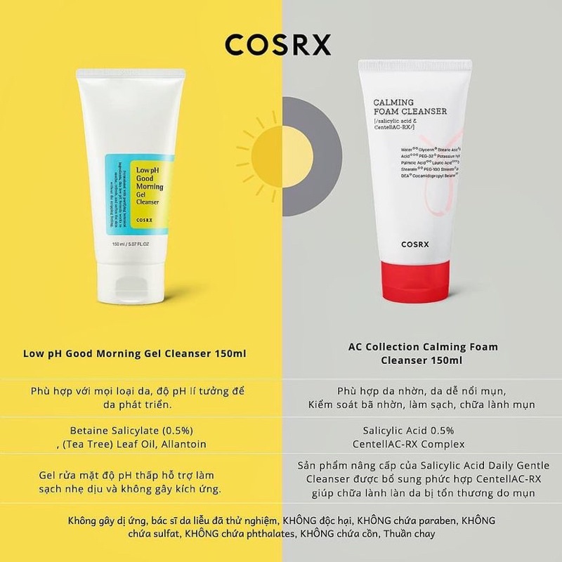 Sữa Rửa Mặt Cosrx Các Loại Low pH, Salicylic, AC Collection, Cica, Triple Hyaluronic