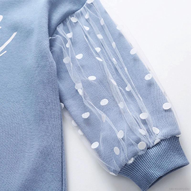 Đầm đuôi cá dài tay phối lưới thời trang cho bé gái