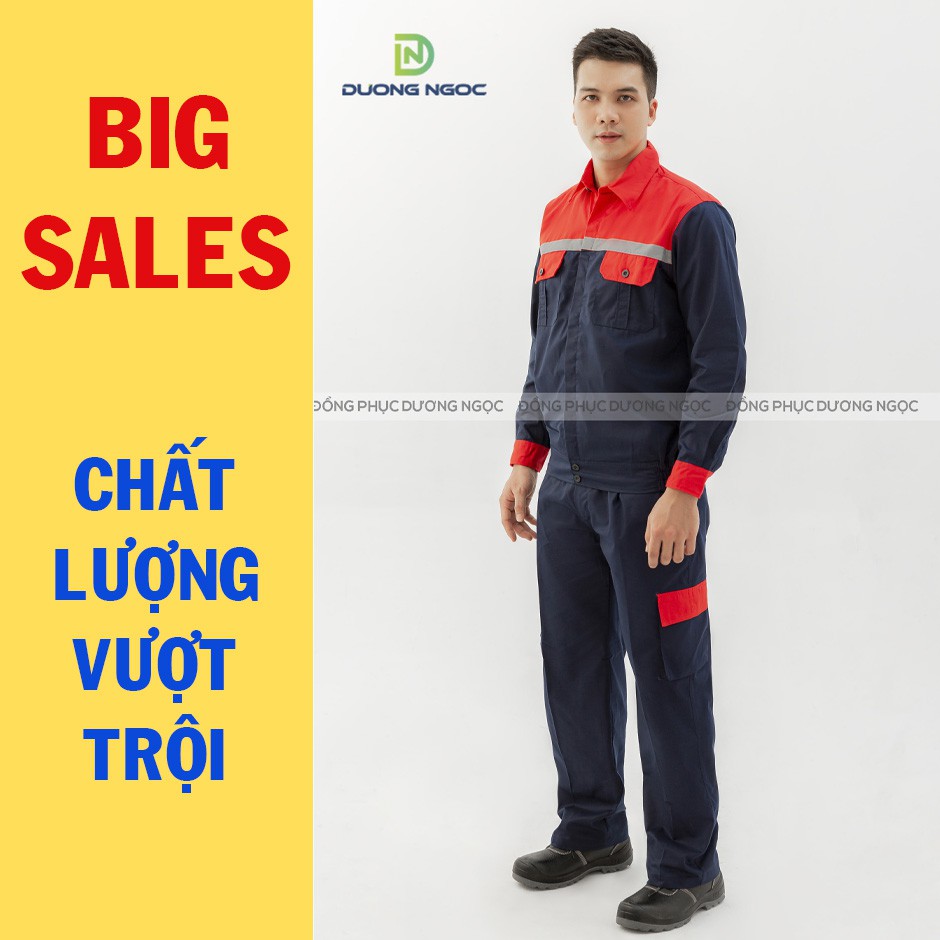 QUẦN ÁO BẢO HỘ MÀU TÍM THAN PHỐI ĐỎ