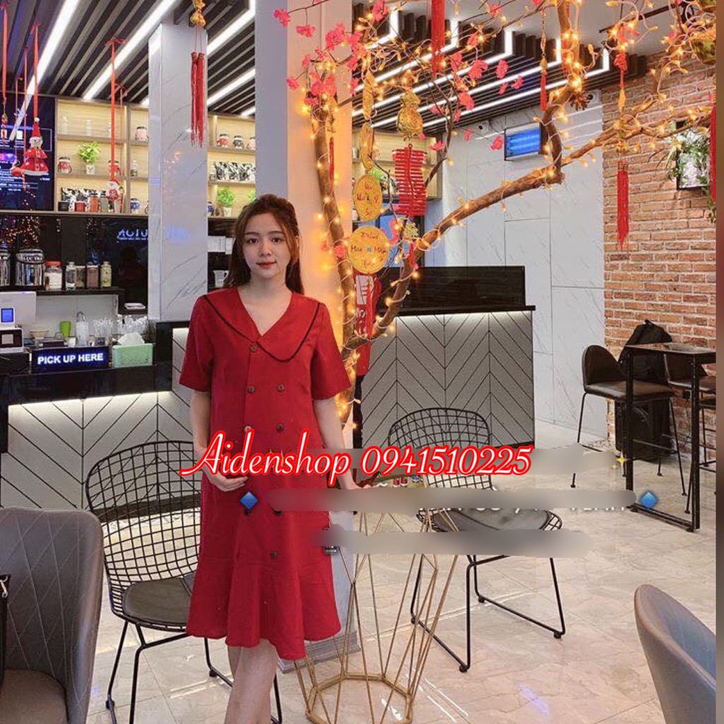 Váy bầu đẹp Công sở Aidenshop đầm bầu thiết kế mùa hè chất thái chéo mịn mát