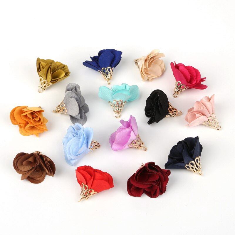 Charm hoa có chốt hình ngọn đuốc màu vàng 20x25mm dùng làm móc khóa thủ công