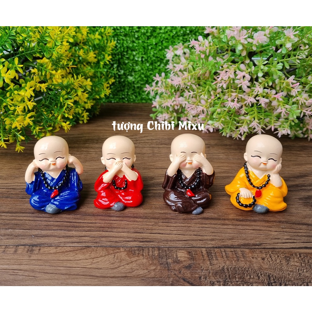 Bộ 04 tượng Tứ Không mẫu có đeo chuỗi size 5cm