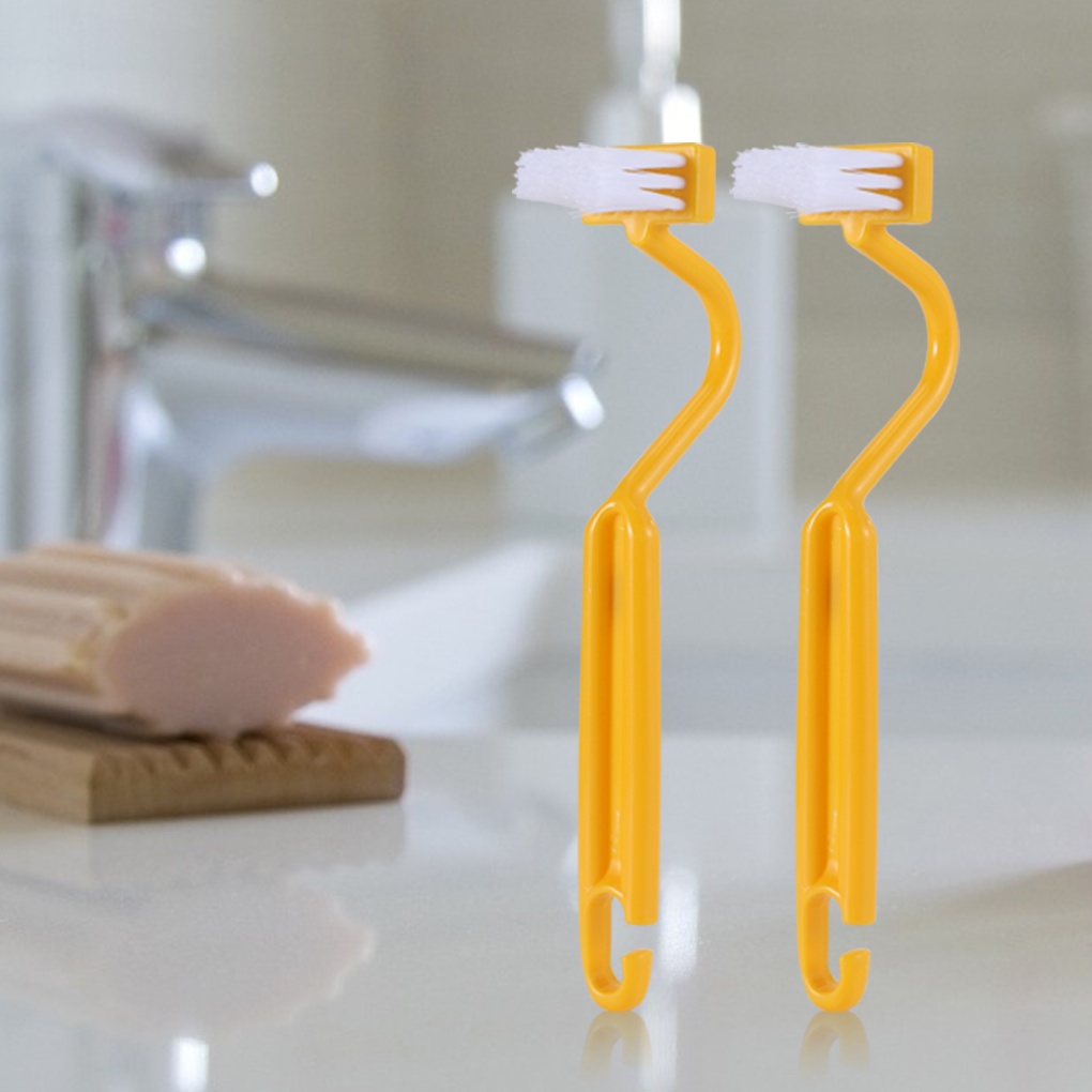 Bàn Chải Vệ Sinh Nhà Tắm/Nhà Bếp Hình Chữ V Với Tay Cầm Cong Tiện Dụng Màu Sắc Ngẫu Nhiên