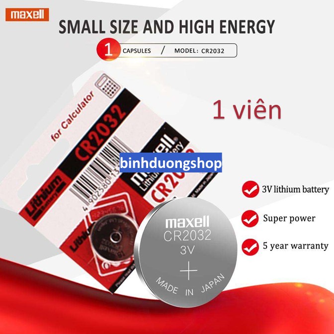 Pin máy đo đường huyết Maxell CR2032 (1 viên)