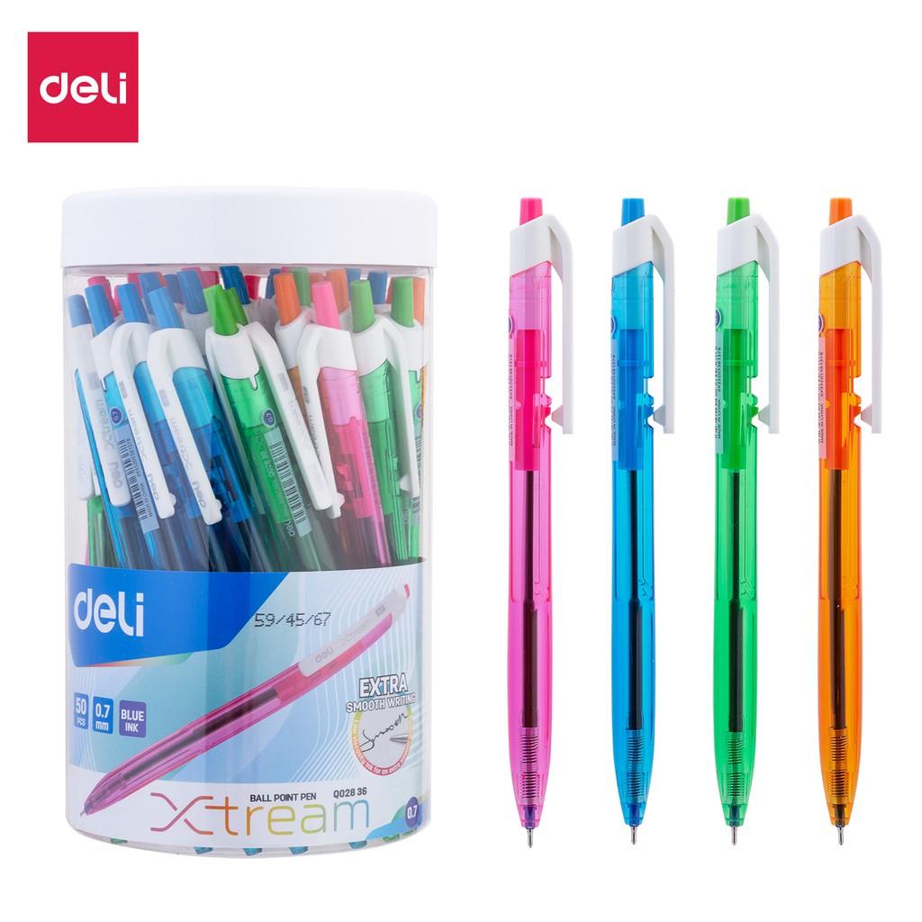 ❧K&K☙ BÚT BI DẦU DELI MỰC XANH - 0.7MM - ĐẦU BẤM