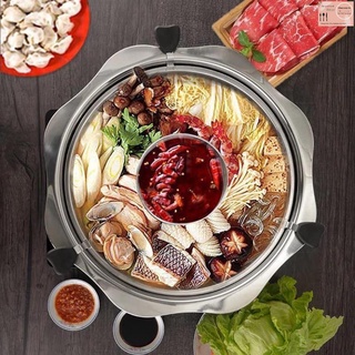 Nồi lẩu xoay 2 tầng dùng được cả bếp từ và bếp gas chất liệu inox không gi siêu tiện lợi