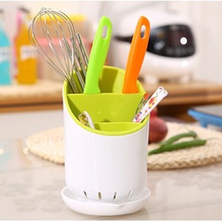 Ống đựng đũa đa năng nhựa cao cấp (trắng xanh)