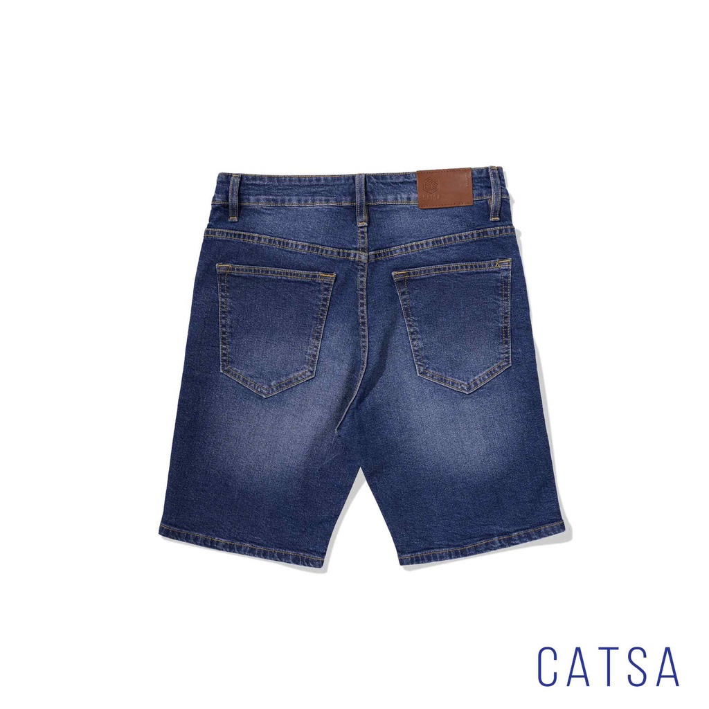 CATSA Quần lửng jeans xanh đậm mặc thoải mái, độ bền cao QSM027