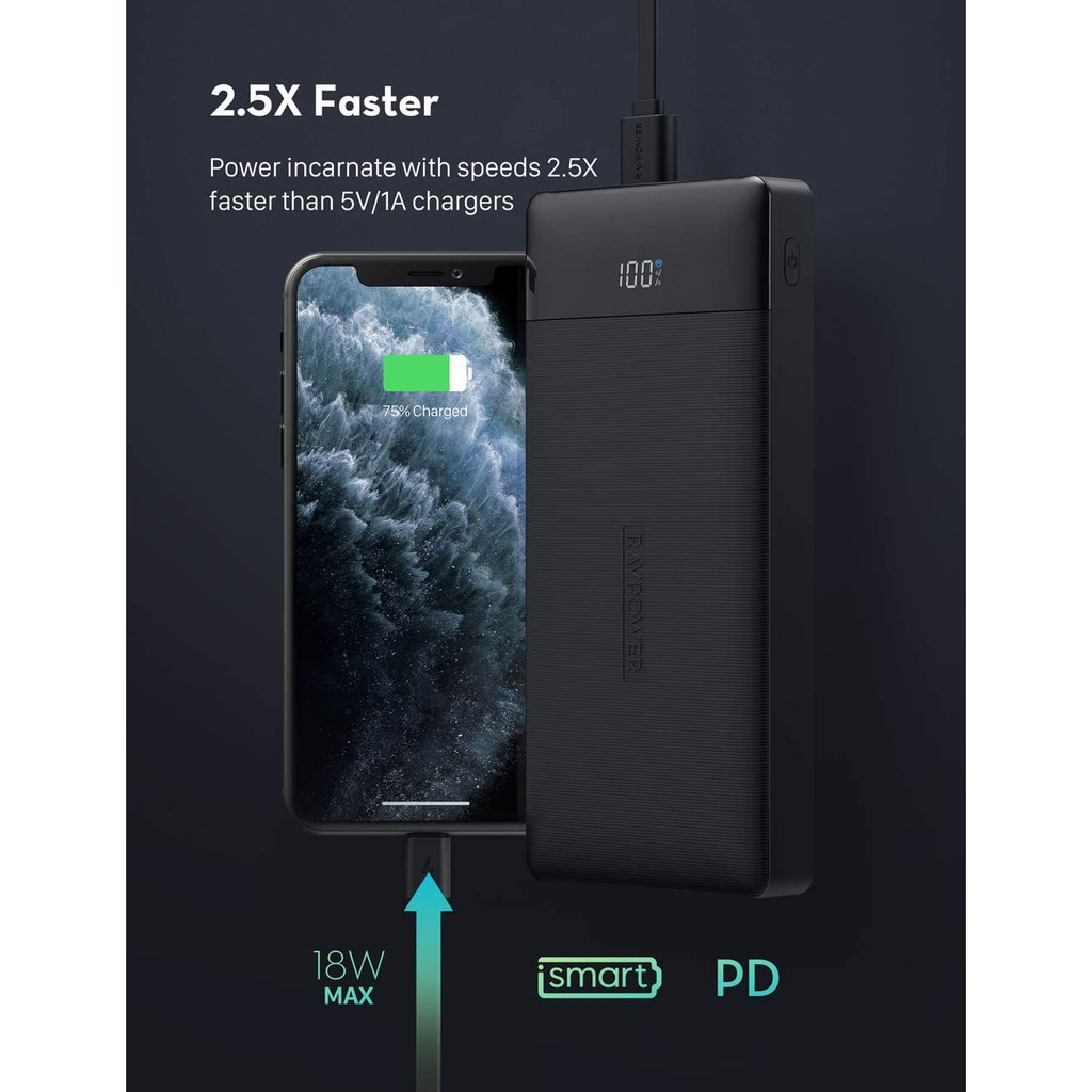 Sạc dự phòng RAVpower 20000mAh PD3.0 QC3.0