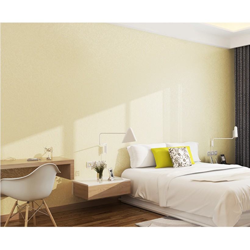 Decal giấy dán tường màu vàng nhám sợi khổ 45cm keo sẵn (giá 1m dài)