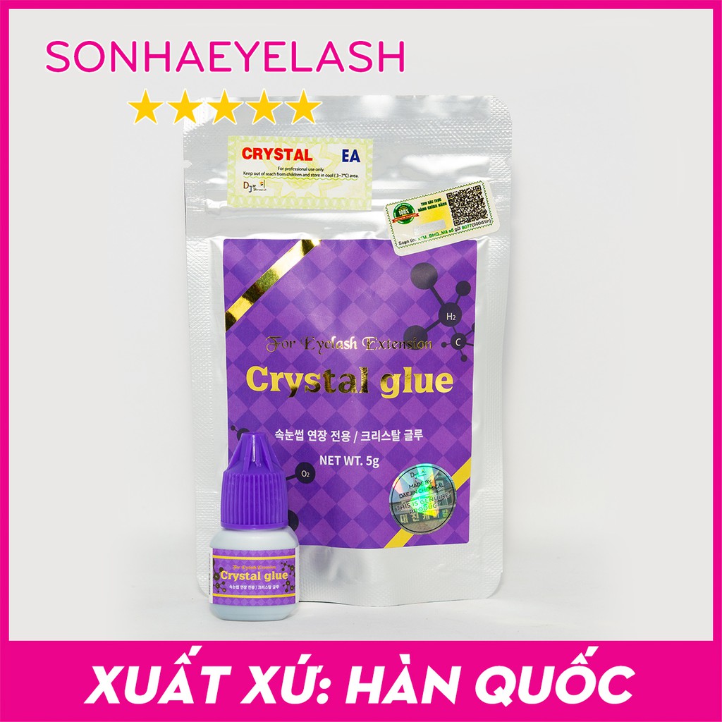 Keo nối mi crystal glue, keo nối mi crystal tím ít cay, khô 2s-3s dành cho thợ nối mi chuyên nghiệp, nhập khẩu Hàn Quốc