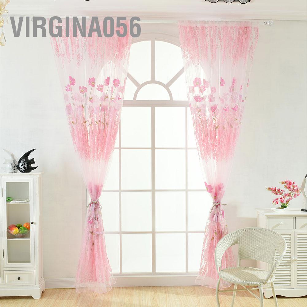 Virgina056 Polyester Floral Pattern Window Tulle Voile Curtain Bedroom Living Room Decor