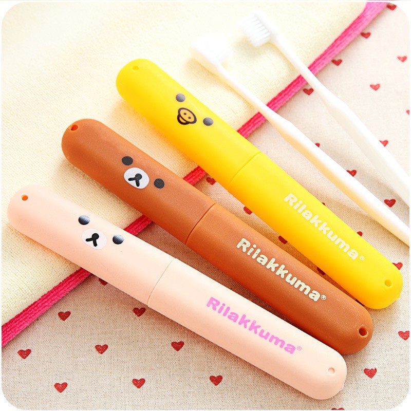 Vỏ Bọc Bàn Chải Đánh Răng Du Lịch Bằng Nhựa Hình Gấu Nâu