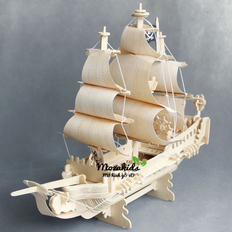 Đồ chơi lắp ráp gỗ 3D Mô hình Tàu Cướp Biển Pirate Ship