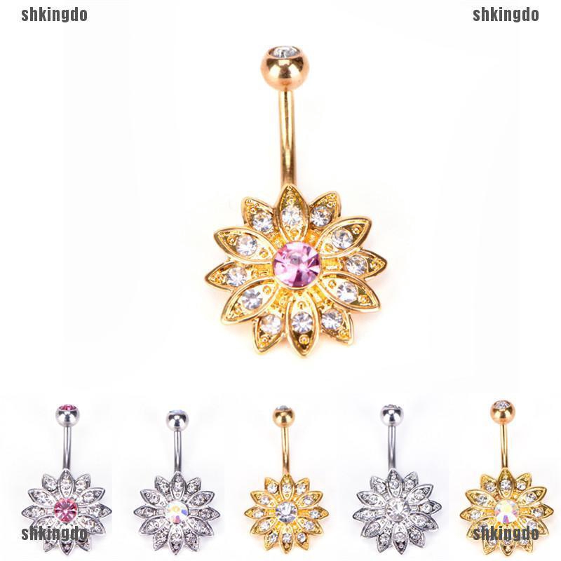 Khuyên cơ thể hình hoa đính pha lê thời trang