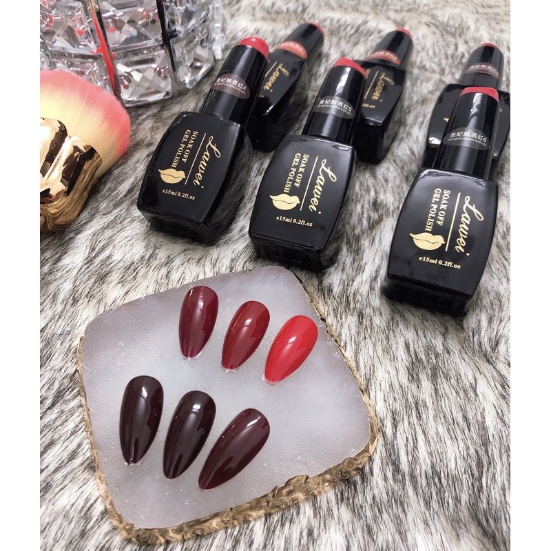 Set sơn gel đỏ Lawei 6 màu