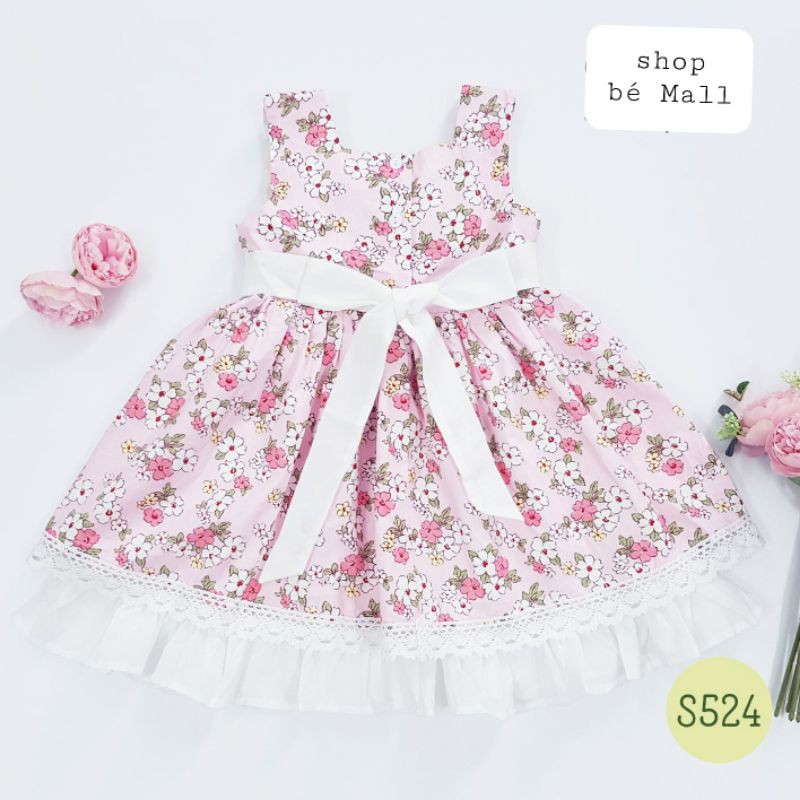 Váy công chúa Sofia Oliriver kids hoa nền hồng