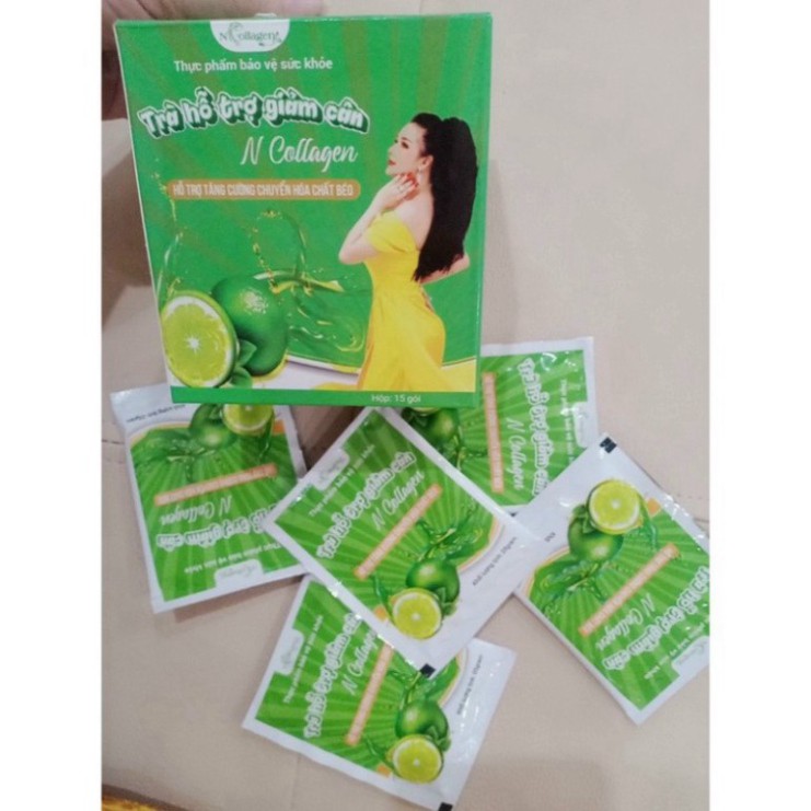 Trà chanh hỗ trợ giảm cân N”COLLAGEN tặng detox cần tây & mật ong