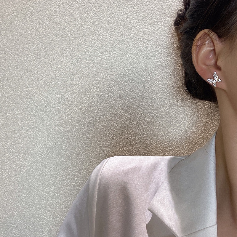 Bông Tai Hình Bướm Phối Tua Rua Thiết Kế Đơn Giản Phong Cách Hàn Quốc Mới 2021