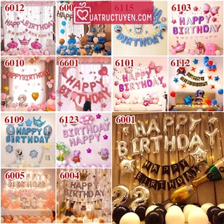 Phụ kiện trang trí Sinh Nhật bóng hơi Happy birthday- Tặng bơm băng keo ruy băng