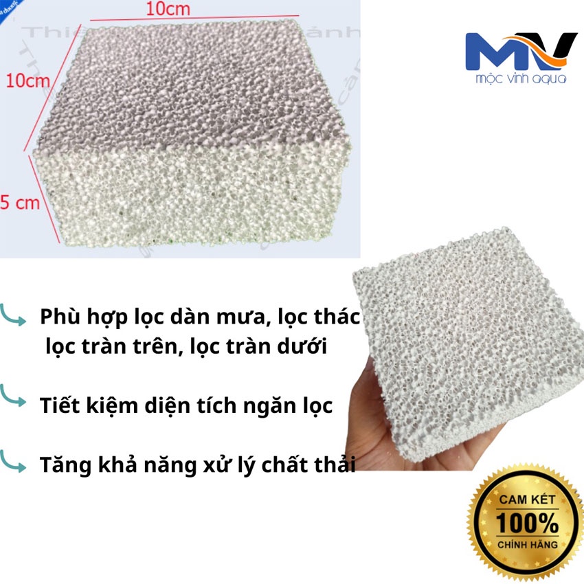 Vật liệu lọc Sứ lọc bể cá, sứ tàu hũ Bacteria house viên vuông 10x10x5cm