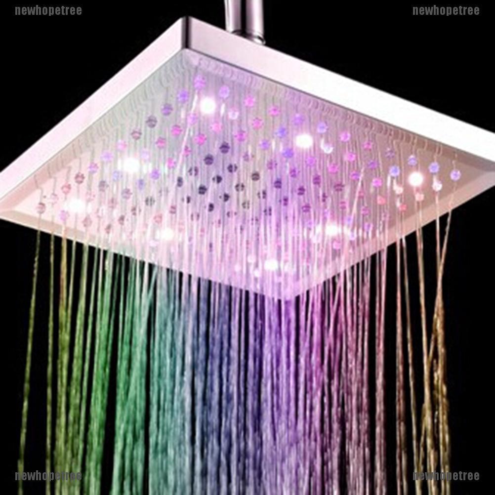 Vòi sen hình vuông kết hợp đèn LED 7 màu tự động thay đổi màu sắc dùng cho phòng tắm