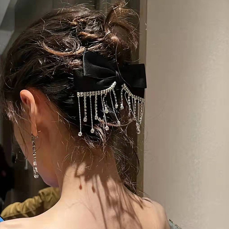 Kẹp tóc nơ đính đá sang chảnh phong cách Hàn Quốc cho nữ