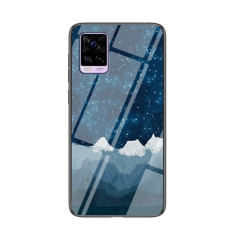Ốp Lưng Mặt Kính Cường Lực Họa Tiết Cẩm Thạch Cho Vivo V20 Pro