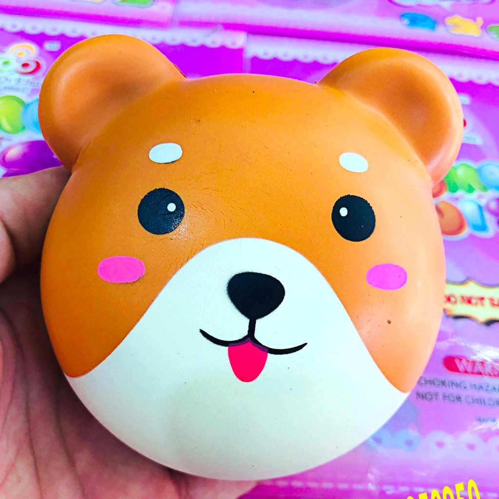 squishy đồ chơi bánh mặt gấu lè lưỡi kèm bao bì