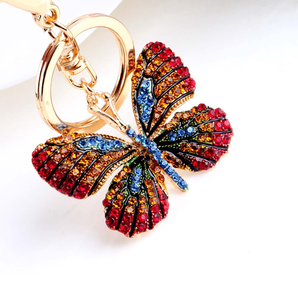 Móc khóa hình bướm đính đá giả lấp lánh xinh xắn