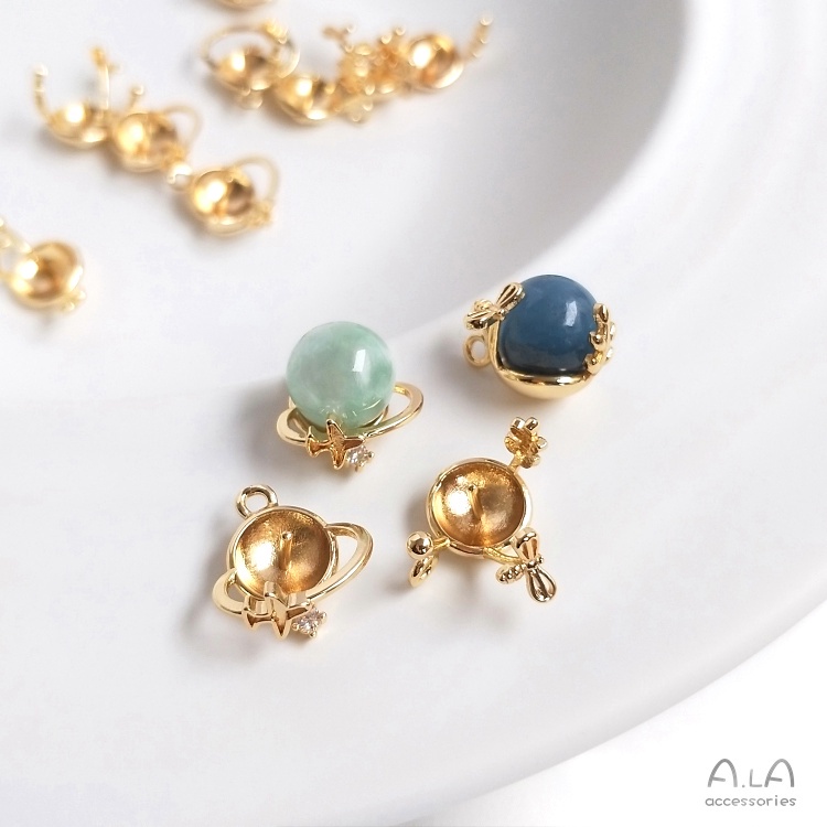 Gói 14K hạt đồng hình bán nguyệt dùng làm mặt dây chuyền diy