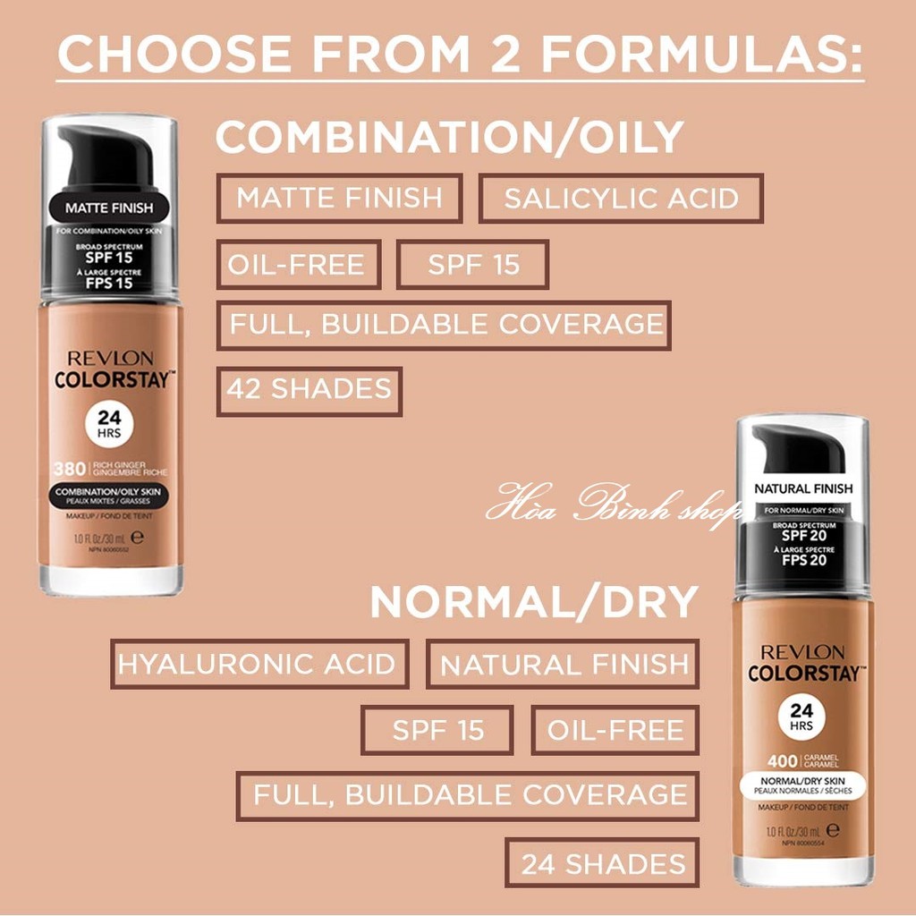 [Giá Sốc/Hàng USA] Kem Nền Revlon Colorstay Makeup 24hrs cho da dầu,da khô (30ml) | BigBuy360 - bigbuy360.vn