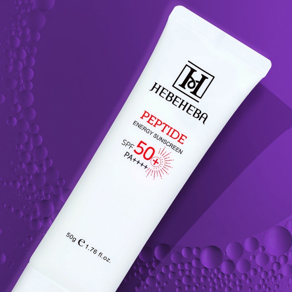 Kem chống nắng nâng tone da HEBEHEBA Peptide Energy Sun Cream, Dưỡng trắng, chống nước, không bết dính, SPF 50+
