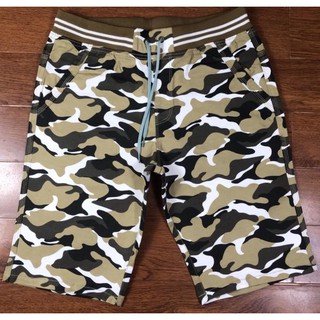 Quần short kaki nam lưng thun in hình rằn ri, size 28-36