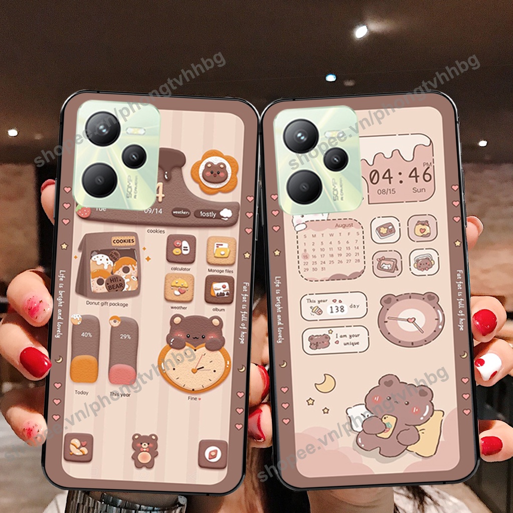 Ốp lưng Realme C35 gấu,thỏ trắng , đồng hồ dễ thương cute cực đẹp