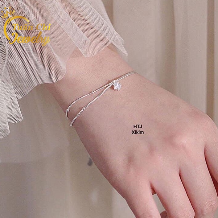 [HÀNG HOT] Lắc Tay Bạc Nữ, Thiết Kế Dáng Dây Mảnh, Thanh Lịch, Phong Cách Hàn Quốc