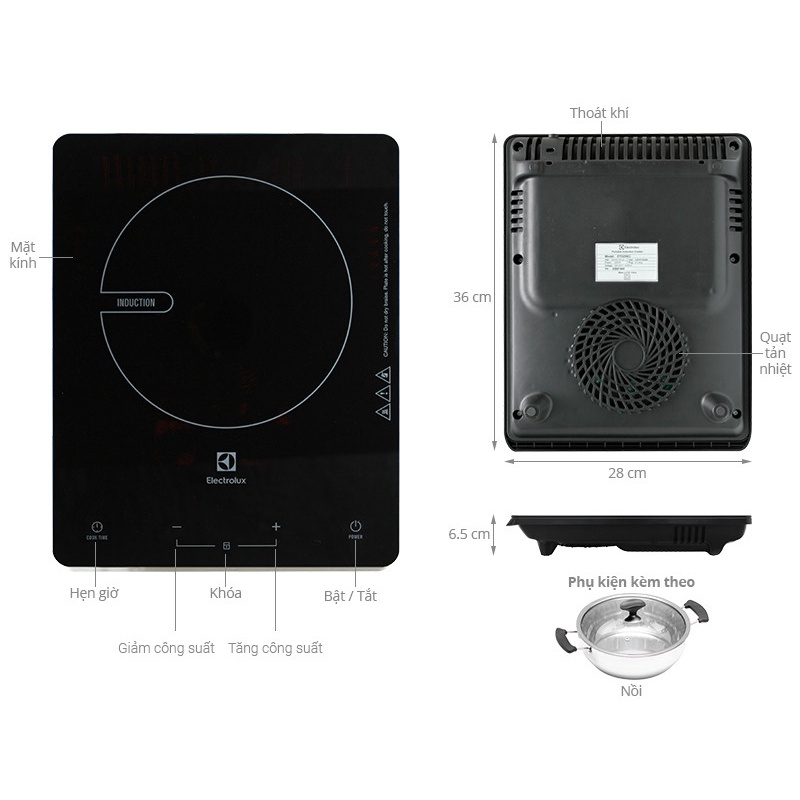 {chính hãng}  BẾP TỪ electrolux etd29kc - Kính Ceramic - Eurokera (Pháp)