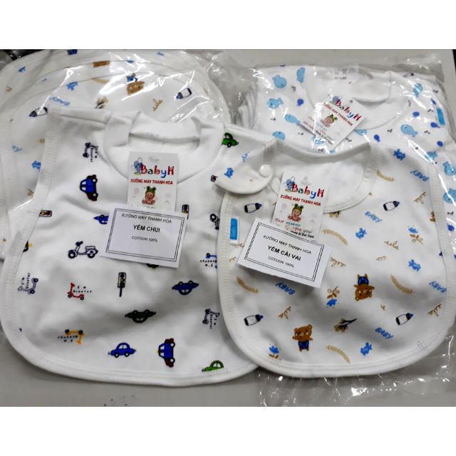 Yếm ăn dặm 2 lớp cotton cho bé
