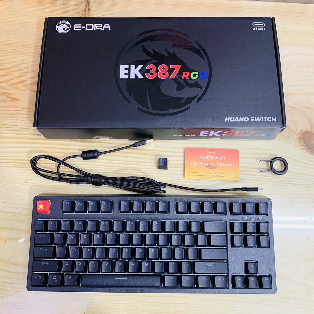 Bàn Phím Cơ E-Dra EK387 Pink / Black RGB LED, Chống Nước - Chính Hãng | BigBuy360 - bigbuy360.vn