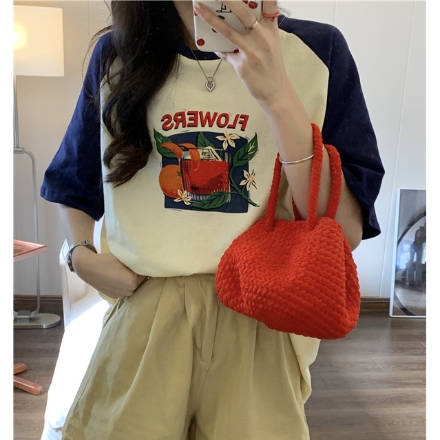 Áo thun ngắn tay Peppermint 52260 in họa tiết thời trang mùa hè Hàn Quốc cho nữ