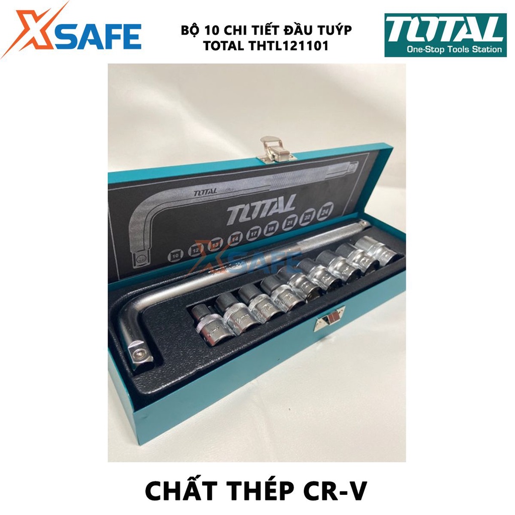Bộ tuýp lục giác 10 chi tiết TOTAL THTL121101 gồm 9 đầu 1/2 inch, 1 tay cầm chữ L - chính hãng